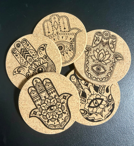 Hamsa Cork Coaster Set